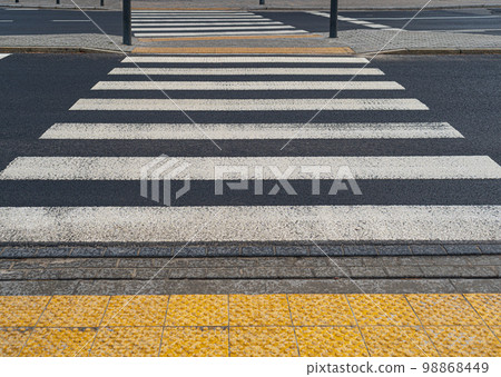 Asphalt Pedestrian Crossing, Grey White Crosswalk Asphalt Pedestrian Crossing, Grey White Crosswalk 98868449