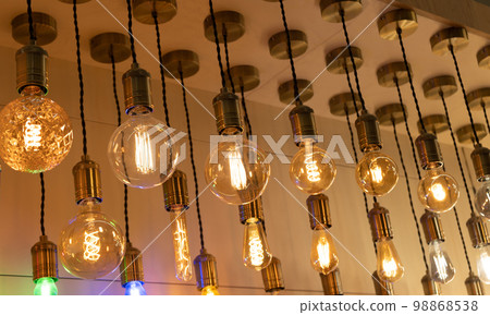 Hanging Retro Lamps, Vintage Style Industrial Lightbulbs, Warm Light Bulb in Interior, Retro Lams 98868538