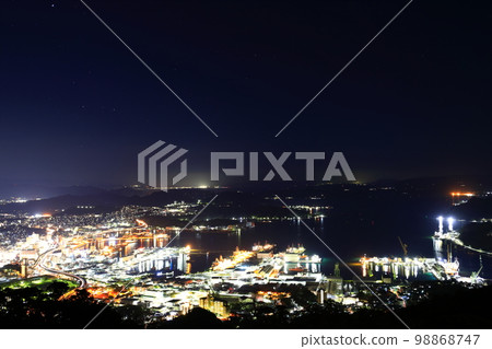 [Nagasaki Prefecture] Night view of Sasebo Port seen from Yumiharidake observatory 98868747