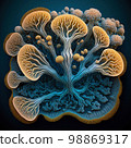 Mycelium fungus structure on black background Mycelium fungus structure on black background 98869317