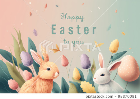 Easter Monday cute illustration graphic with copy space background. Easter Monday cute illustration graphic with copy space background. 98870081