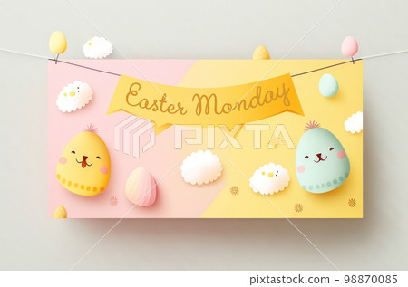 Easter Monday cute illustration graphic with copy space background. 98870085