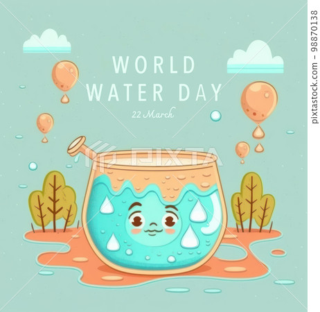 World water day cute illustration graphic with copy space background. 98870138