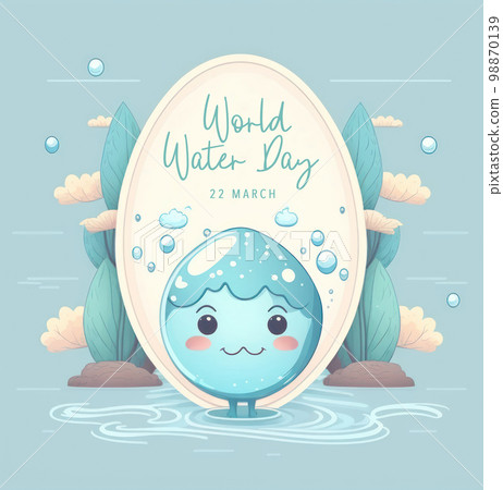World water day cute illustration graphic with copy space background. 98870139