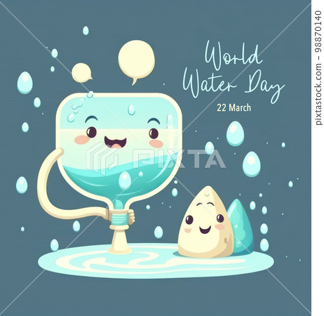 World water day cute illustration graphic with copy space background. 98870140