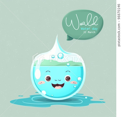 World water day cute illustration graphic with copy space background. 98870146