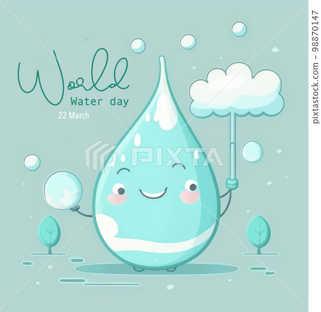 World water day cute illustration graphic with copy space background. World water day cute illustration graphic with copy space background. 98870147