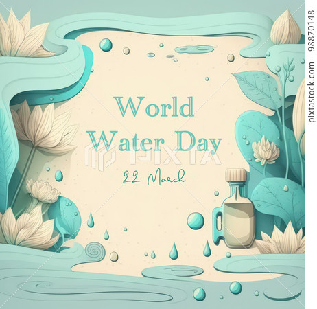 World water day cute illustration graphic with copy space background. World water day cute illustration graphic with copy space background. 98870148