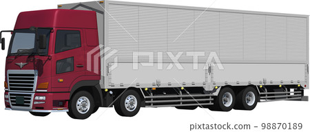 原始低地板 4 軸卡車廂式貨車鏤空圖像插圖，不會讓您想像特定製造商 98870189