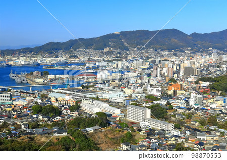 [Nagasaki Prefecture] Sunny Sasebo Port seen from Tenjinyama Observatory 98870553