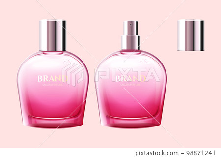 3D pink perfume glass bottle mockup 3D pink perfume glass bottle mockup 98871241