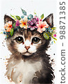 watercolor cat 98871385