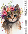 watercolor cat 98871386