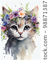 watercolor cat 98871387