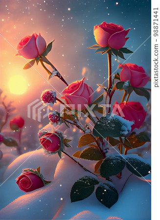 Background flower snow rose Background flower snow rose 98871441