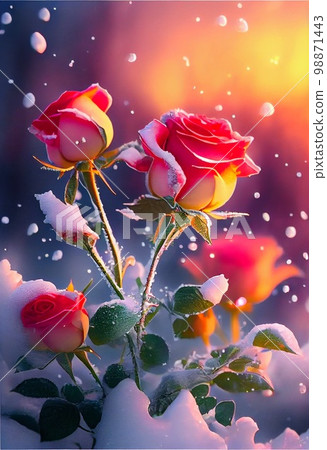 Background flower snow rose Background flower snow rose 98871443