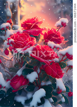 Background flower snow rose Background flower snow rose 98871444