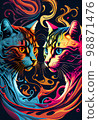 art painting fluid art cat 98871476