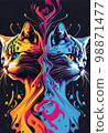 art painting fluid art cat 98871477
