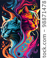 art painting fluid art cat 98871478