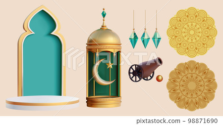 3D Ramadan festive elements set 98871690