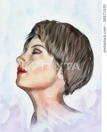 髮型和女性形象的水彩風格插圖 髮型和女性形象的水彩風格插圖 98871930