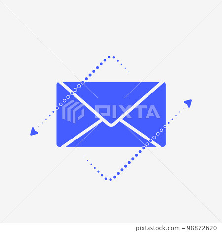 Email envelope surrounded by two curving arrows, creating a dynamic composition. Envelope represents email communication and the arrows suggest the flow of messages, capturing its dynamic nature Email envelope surrounded by two curving arrows, creating a dynamic composition. Envelope represents email communication and the arrows suggest the flow of messages, capturing its dynamic nature 98872620