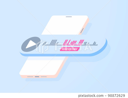 Audio advertising concept. Automated insertion and selling of programmatic audio advertising in media content like podcasts, streaming music, digital radio 98872629