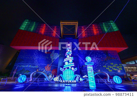 【大阪】海遊館晚上很熱鬧，聖誕彩燈也很漂亮。 98873411