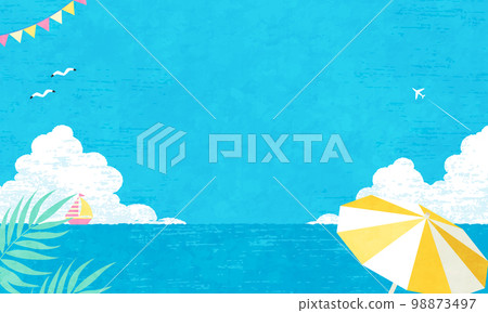 藍天和大海(海灘)夏季形象的矢量圖解背景 藍天和大海(海灘)夏季形象的矢量圖解背景 98873497