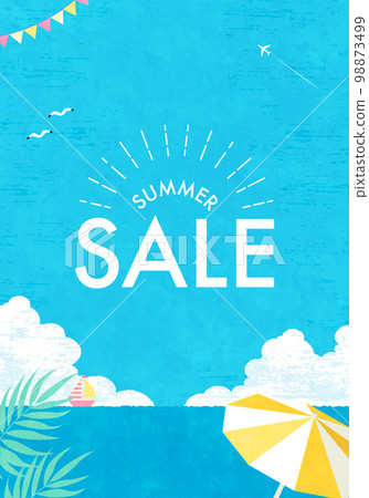 矢量圖的夏季銷售與藍天和大海背景 矢量圖的夏季銷售與藍天和大海背景 98873499