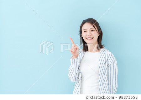 Female casual blue back pointing 98873558