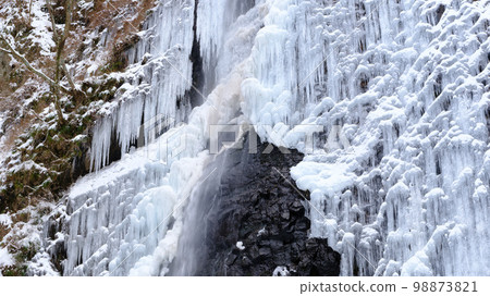 A view of the frozen Shirai Falls in Ehime Prefecture, Japan due to the cold weather A view of the frozen Shirai Falls in Ehime Prefecture, Japan due to the cold weather 98873821