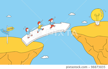 Three children overcoming difficulties and moving forward 98873835