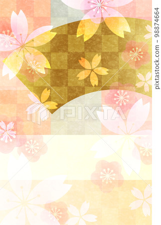 Cherry blossoms Japanese pattern watercolor background 98874664
