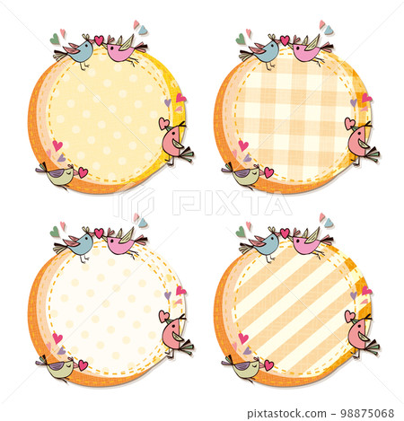Heart and little bird Patchwork fabric-style... - Stock Illustration ...
