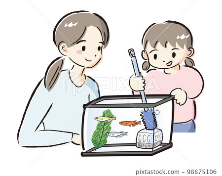 父母和孩子照顧青鱂(清潔水族館) 父母和孩子照顧青鱂(清潔水族館) 98875106