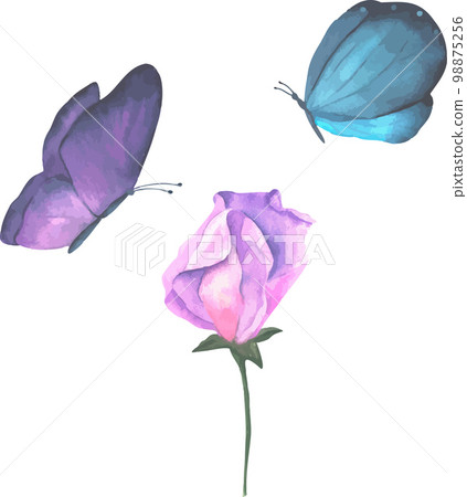 Nature background with blossom branch of sweet pea and butterfly. Nature background with blossom branch of sweet pea and butterfly. 98875256