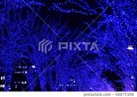 Illumination blue cave and skyscrapers in Shibuya, Tokyo Illumination blue cave and skyscrapers in Shibuya, Tokyo 98875308