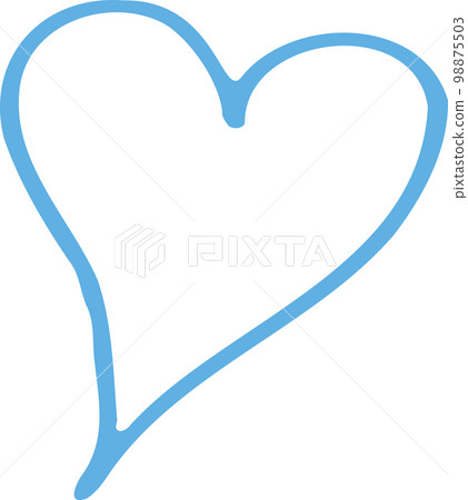 cute blue hand drawn heart symbol - Stock Illustration [98875503] - PIXTA
