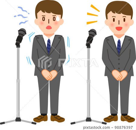 一個男人緊張地演講,一個男人微笑著演講 一個男人緊張地演講,一個男人微笑著演講 98876397