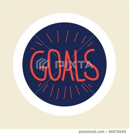 Planner sticker. Cartoon mark for kids notebook or journal. Schedule goals. Diary motivation label. Agenda and reminder doodle icon. Tasks planning. Vector trendy organizer circle badge 98876689