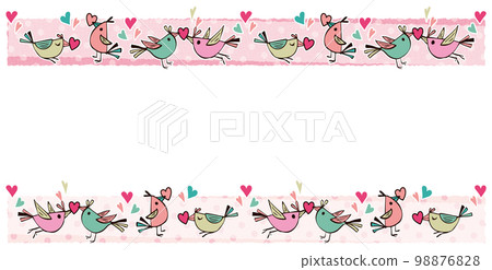 Little bird and heart frame line background material pink Little bird and heart frame line background material pink 98876828