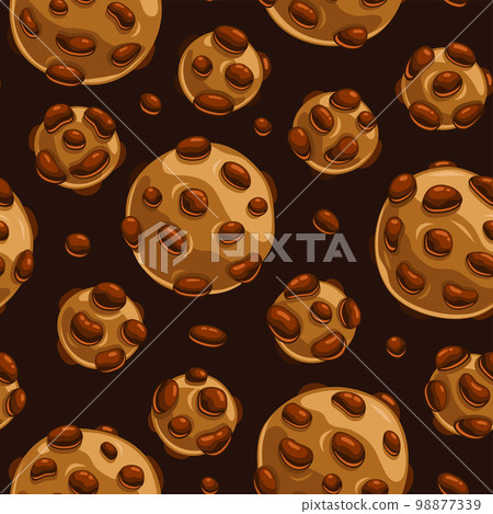 Cookies with Chocolate Chips Seamless Pattern. Vector 98877339
