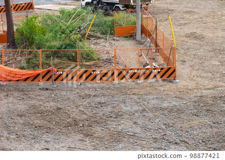 Cutting down bamboo forests during demolition work Cutting down bamboo forests during demolition work 98877421