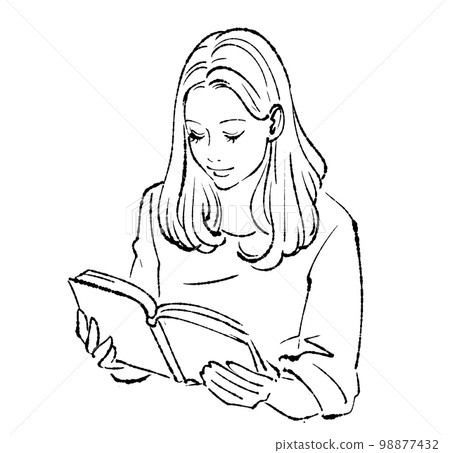 一個女人的單色線描插圖 一個女人的單色線描插圖 98877432