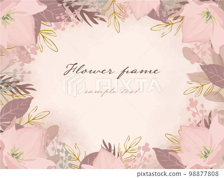 dull pink flower frame background illustration 98877808