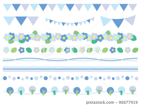 Retro cute line set _ blue Retro cute line set _ blue 98877919