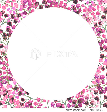 Border of floral elements in pink colors. Watercolor print of small floral elements. Border of floral elements in pink colors. Watercolor print of small floral elements. 98878339