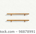 White wall and two wooden shelves 98878991